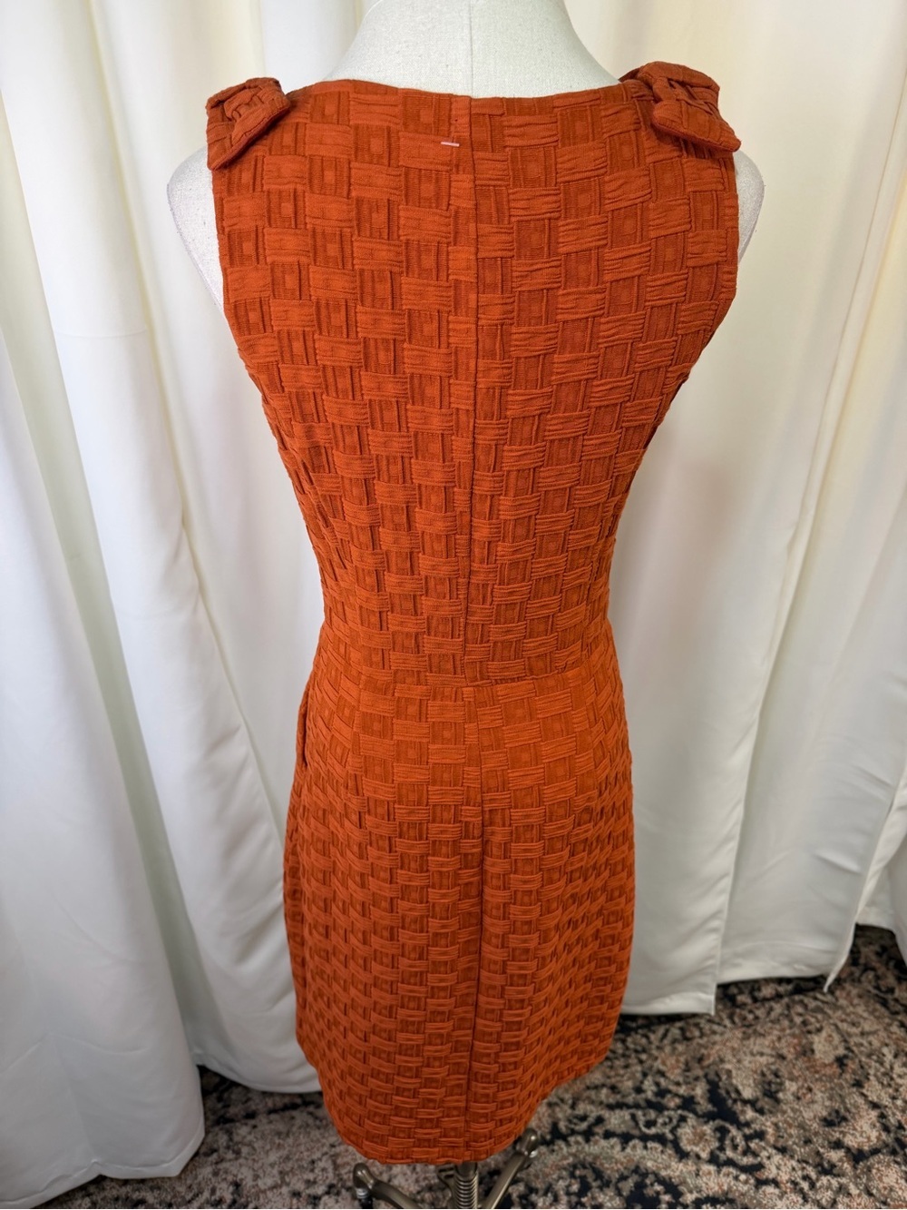Tabitha Burnt Orange Basketweave Textured Knit Sleeveless Dress Size 0 - Picture 12 of 16